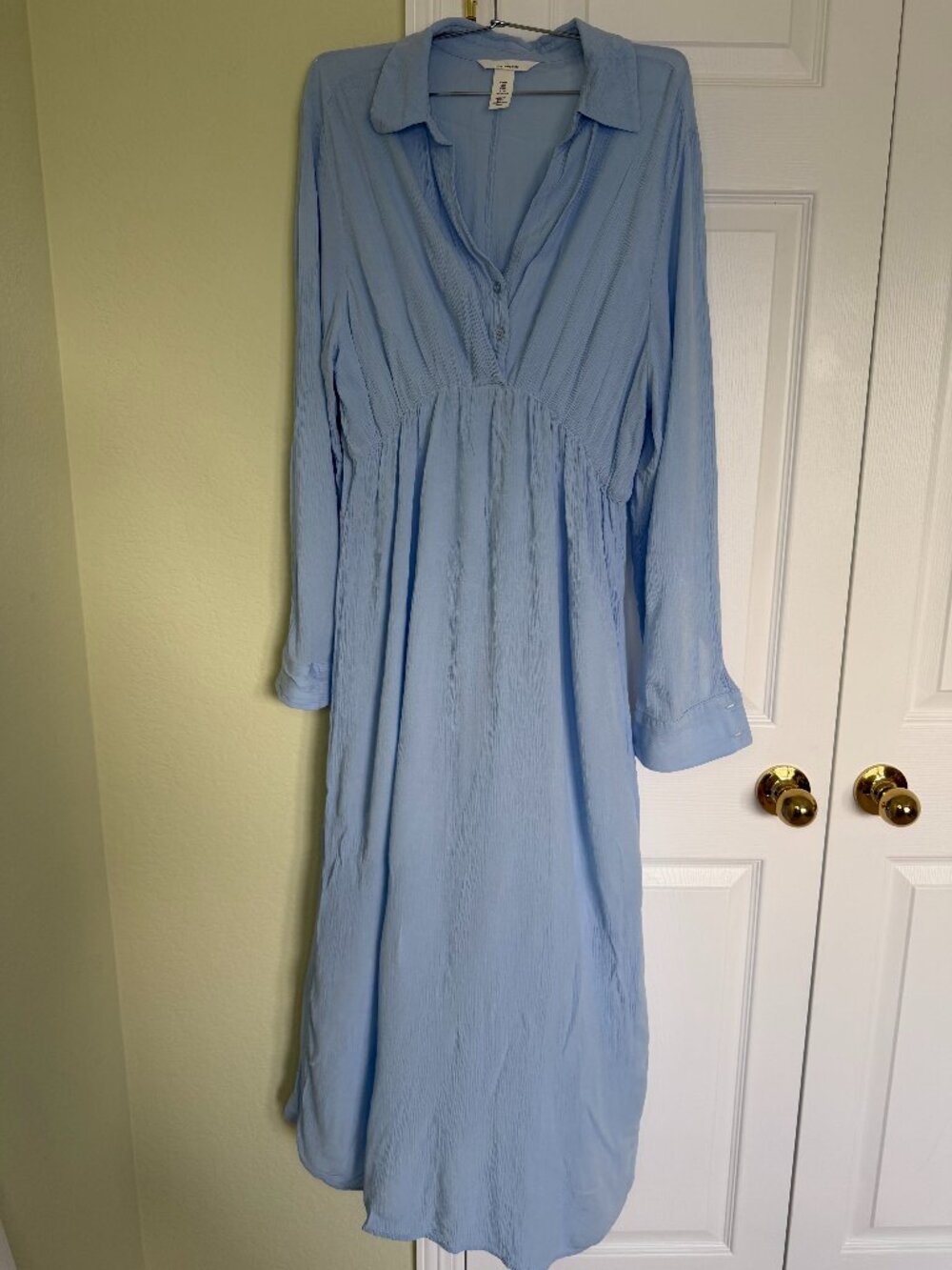 H&M MAMA Light Blue 100% Viscose Maternity Maxi Dress | Size M